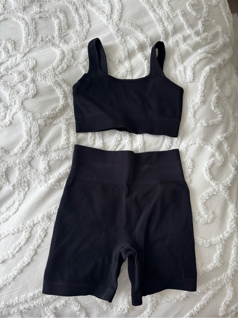Amazon Black Ribbed Workout Set